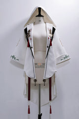 Black/White [Mountain Spirit] Long Sleeves Embroidered Hooded Classic Chinese Inspired Ouji Lolita Shorts Set - Coat(Only) - 16