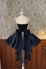 Black Sleeveless Ruffle Bowknot Gothic Princess Fish Bone Bridesmaid Lolita Jsk Dress - Product - 3