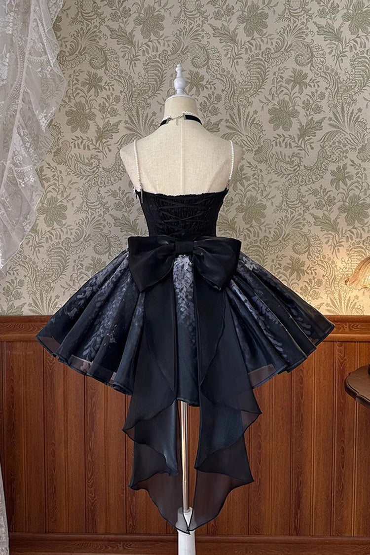 Black Sleeveless Ruffle Bowknot Gothic Princess Fish Bone Bridesmaid Lolita Jsk Dress - Product - 3