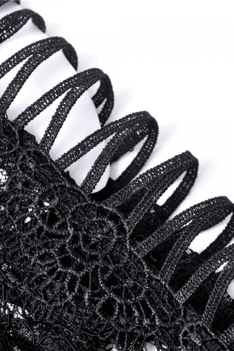 Black Off Shoulder Sheer Lace Long Trumpet Chiffon Sleeves Cut-Out Women's Gothic Capelet - Product - 17