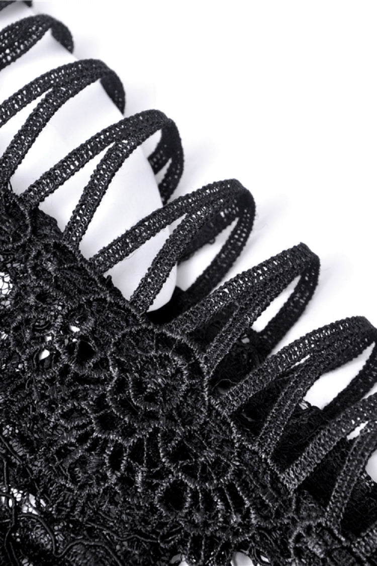Black Off Shoulder Sheer Lace Long Trumpet Chiffon Sleeves Cut-Out Women's Gothic Capelet - Product - 17