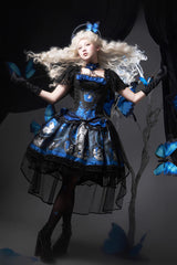 Blue [Dark Moon Corridor] Print Embroidery Gothic Lolita Dress Skirt - Product - 4