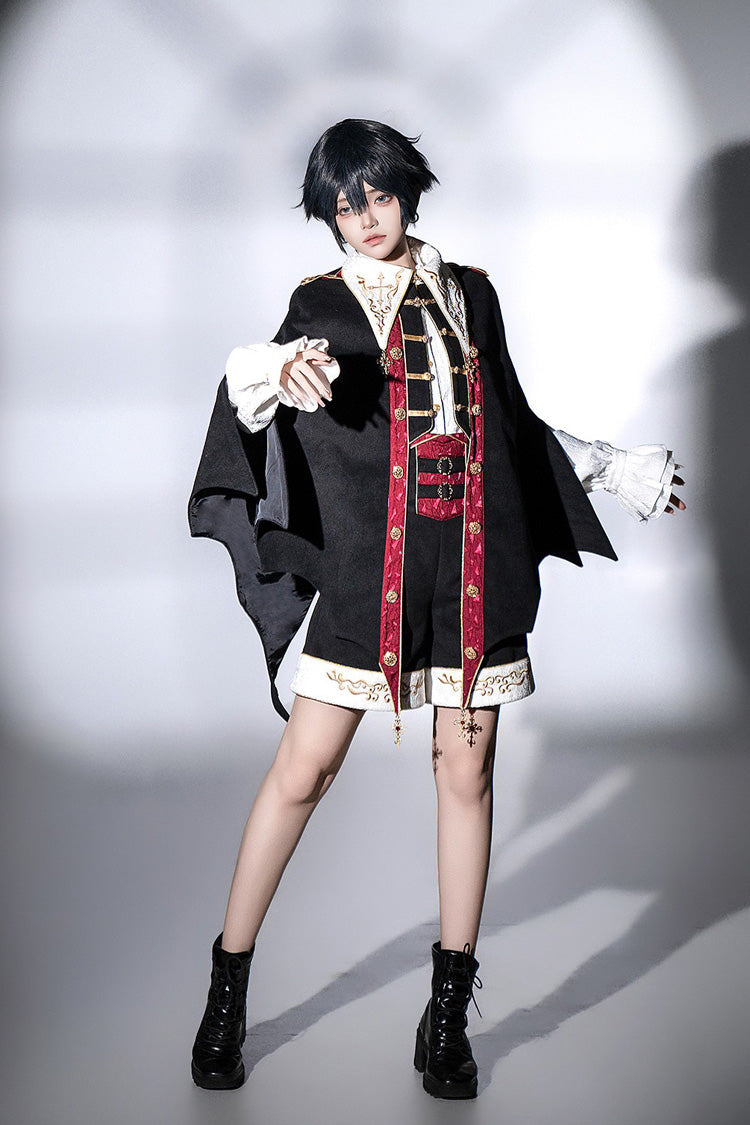 Black [Vampire Noble Court] Long Sleeves Embroidery Gothic Prince Handsome Ouji Lolita Set - Product - 10
