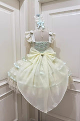 Green [Rose Feather Waltz] Sleeveless Triple-Layered Ruffle Bowknot Lace Sweet Ballet Lolita Jsk Dress - Product - 5