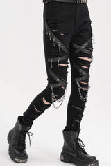Black Chain Mesh Ripped Women's Punk Pants - Product - 5