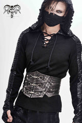 silver Lace-Up Men's Punk Faux Leather Rivers Belt - Product - 8