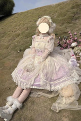 Dream Doll Ballet Rabbit Print Sweet Lolita Jsk Dress 2 Colors - Product - 14