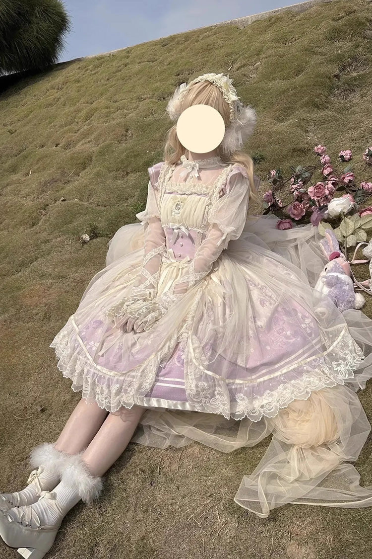 Dream Doll Ballet Rabbit Print Sweet Lolita Jsk Dress 2 Colors - Product - 14