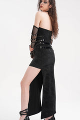 Black Chains Buckle-up Halterneck Hollow Lace-Up Women's Gothic Strap Maxi Dress - Product - 8