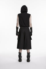 Black Buckled Big Pockets Pleated Men's Punk Pants - Product - 8