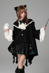 Black [Clock of Reincarnation Cycles] Cat Ears Magic Hooded Sweet Lolita Coat Cloak - Product - 7