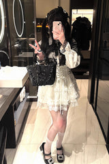 [Rose Palpitations] High Waisted Ruffle Lace Sweet Jirai Kei Skirt 4 Colors - Product - 14