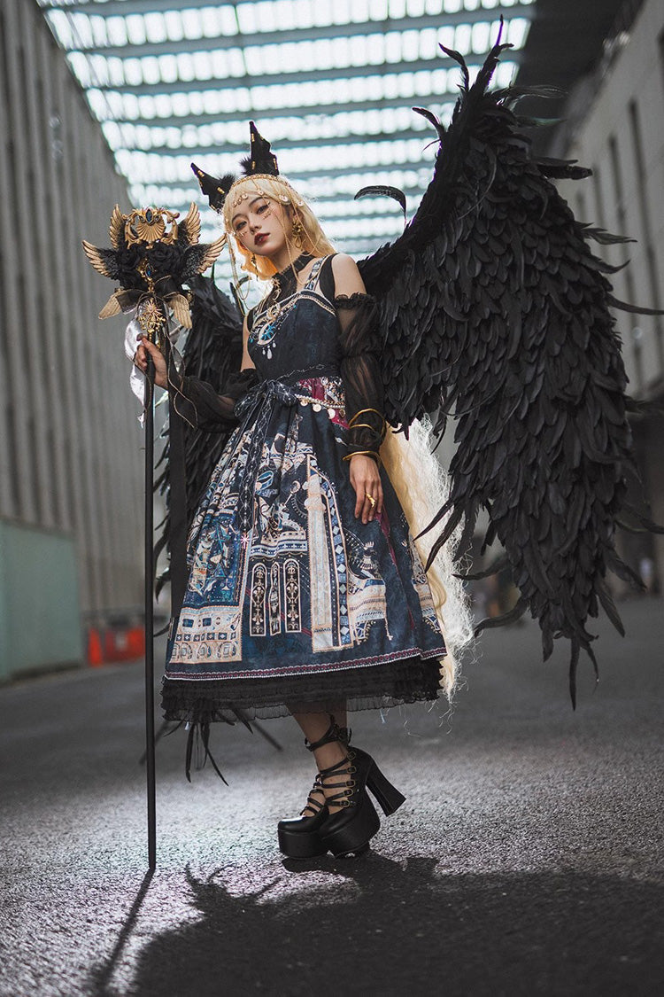 Dusk Best Egyptian Style Print Ruffle Gothic Lolita Dress 3 Colors - Product - 7