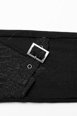 Black Hollow Japanese Buckles Stitching Mesh Women's Gothic Leggings - Product - 6