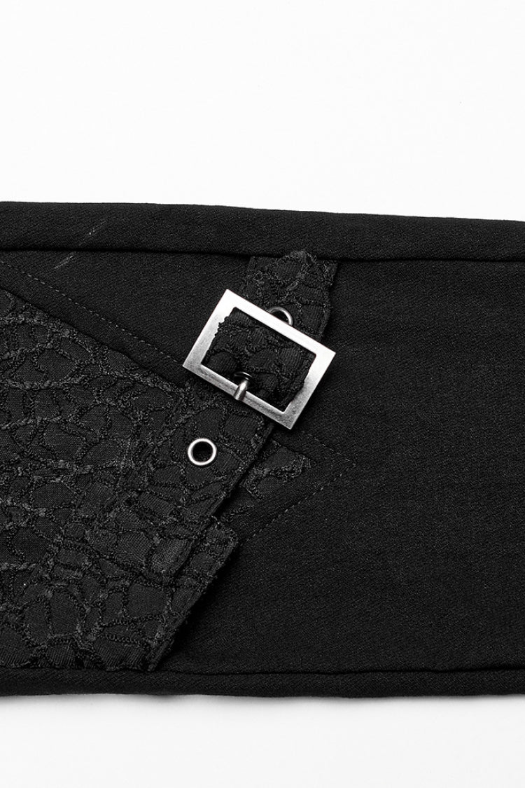 Black Hollow Japanese Buckles Stitching Mesh Women's Gothic Leggings - Product - 6
