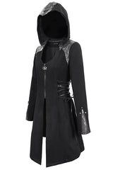 Black Hat Removable Slim Long Womens Gothic Coat - Product - 7