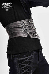 silver Lace-Up Men's Punk Faux Leather Rivers Belt - Product - 9