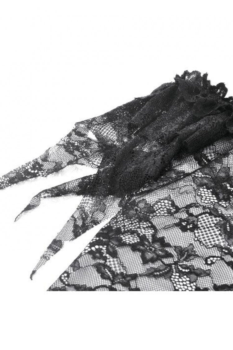 Black Off Shoulder Floral Sheer Lace Women's Gothic Top - Product - 18
