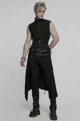 Black Skull Stitching Lace-Up Mesh Men's Gothic Girdle - Product - 4