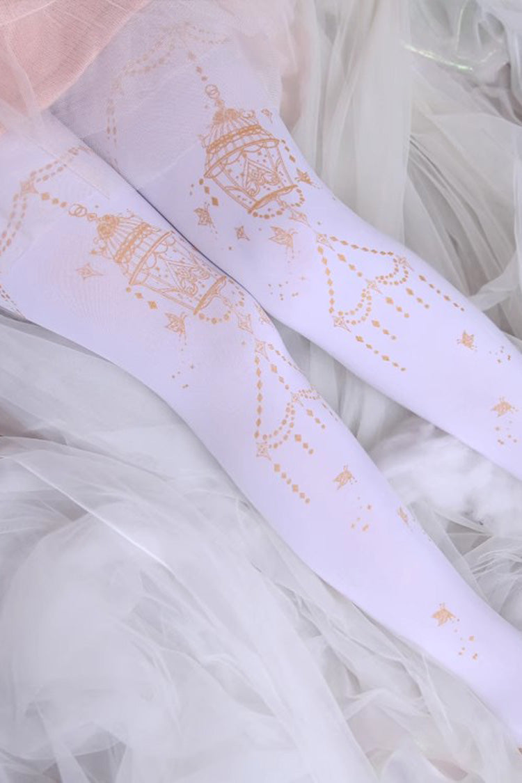 White Hot Stamping Print Sweet Lolita Pantyhose 11 Styles - Style5 - 5