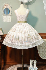 [Iris Study] V Collar Sleeveless Print Bowknot Lace Sweet Lolita Jumper Dress 2 Colors - Product - 18