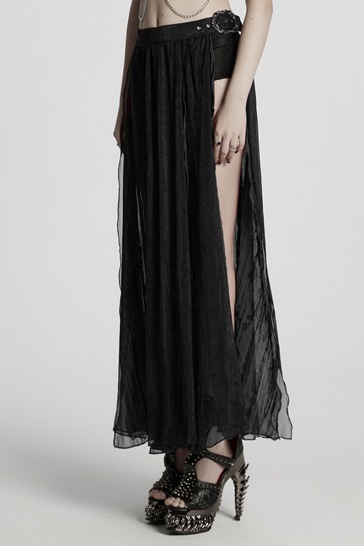 Black Buckle Split Women's Gothic Skirt - Product - 2