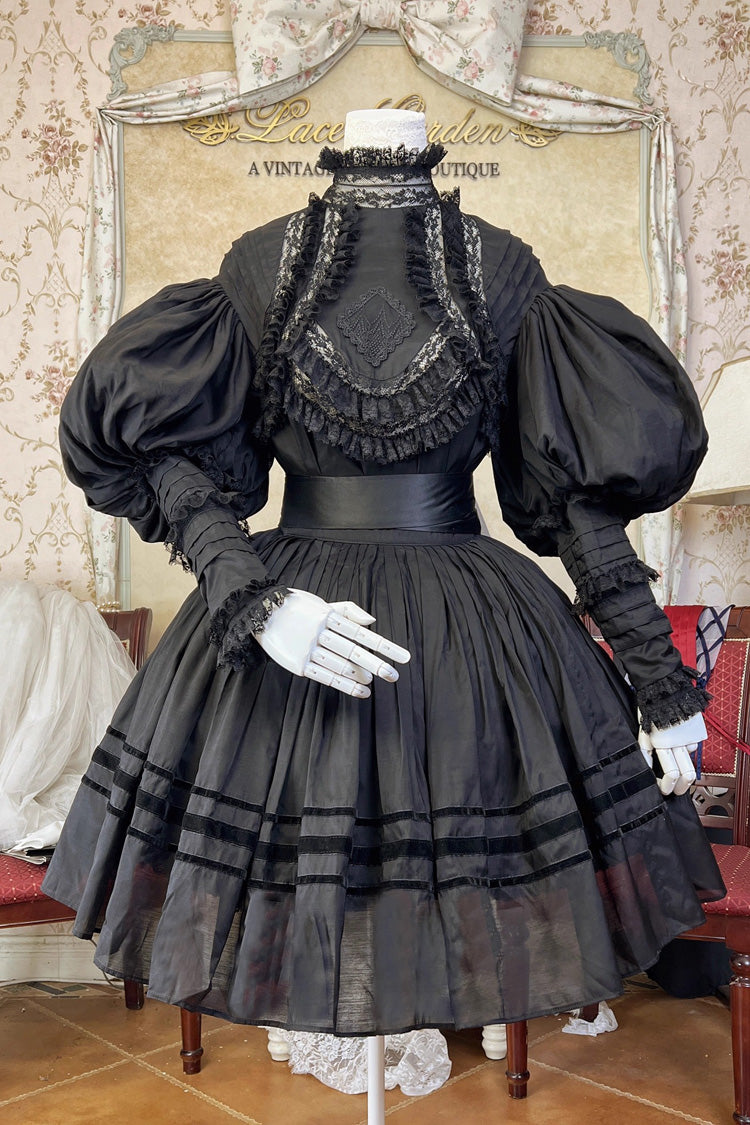 Classic Long Puff Sleeves Ruffle Embroidery Lace Gothic Lolita Victorian Blouse 2 Colors - Product - 4