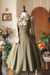 Green [Misty Shirt Forest] Square Collar Sleeveless Ruffled British Style Classic Vintage Elegant Lolita Jsk Dress - Green - 1