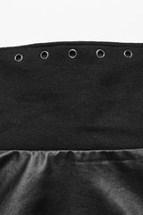 Black High Collar Faux Leather Stitching Mesh Rivet Buckle Women's Punk Cloak - Product - 8