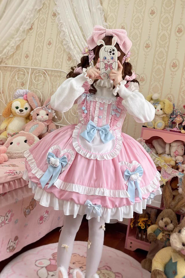 Cute Party Multi-layer Ruffle Bowknot Sweet Princess Lolita Jsk Dress 2 Colors - Pink - 1