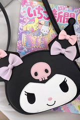 White/Black/Pink Kulomi Print Bowknot Sweet Lolita Crossbody Bag - Product - 2