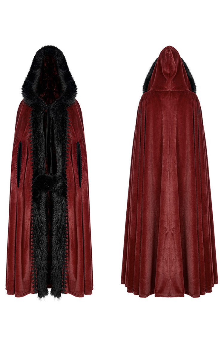 Faux Fur Hooded Warm Womens Gothic Elegant Cloak 2 Colors - Product - 13