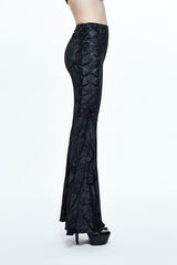 Black Mysterious Forest Gothic Branch Printing Bellbottom Womens Pants - Product - 3