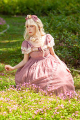 Pink [Moon goddess *Mediana*] Polka Dot Print Ruffle Bowknot Asymmetric Sweet Elegant Lolita Dress - Product - 5