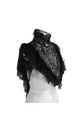 Black/Silver Triangle Jacquard Fabric Lace Fabric Feather Lace Women's Gothic Shawl - Product - 4