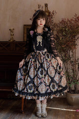 Cat Rose Tea Sleeveless Print Ruffle Bowknot Sweet Lolita Jumper Dress 3 Colors - Product - 12