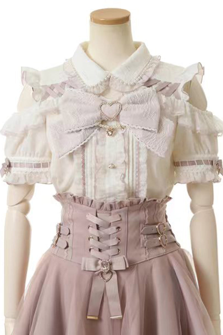 Japanese High Waisted Ruffle Mesh Belt Buckles Jirai Kei Skirt 3 Colors - Product - 4