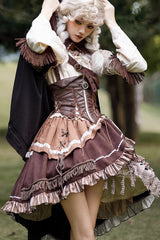 Multi-Color Steam Hunter Style Long Sleeves Multi-layer Ruffle Stitching Gothic Punk Lolita Dress - Product - 5