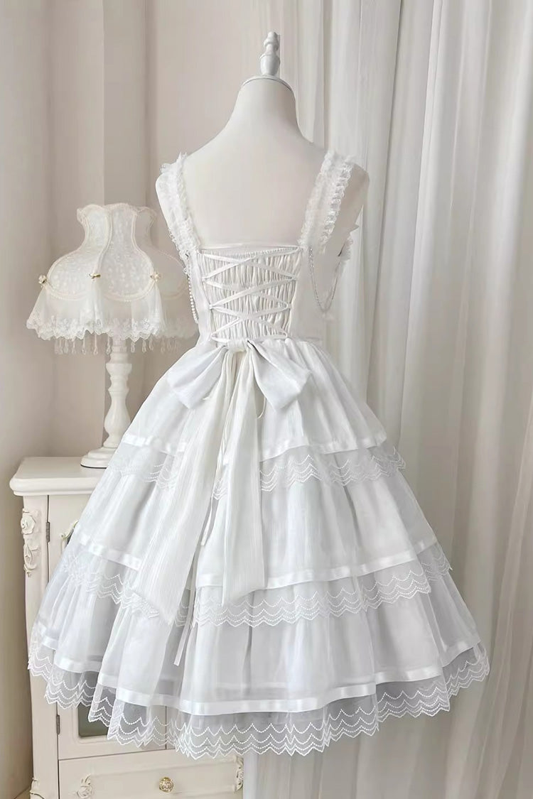 White Sleeveless Multi-layer Ruffle Bowknot Sweet Princess (Dress Only) detail view 10