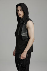 Black Faux Leather Vest Straps Men's Steampunk Vest Bag - Product - 2