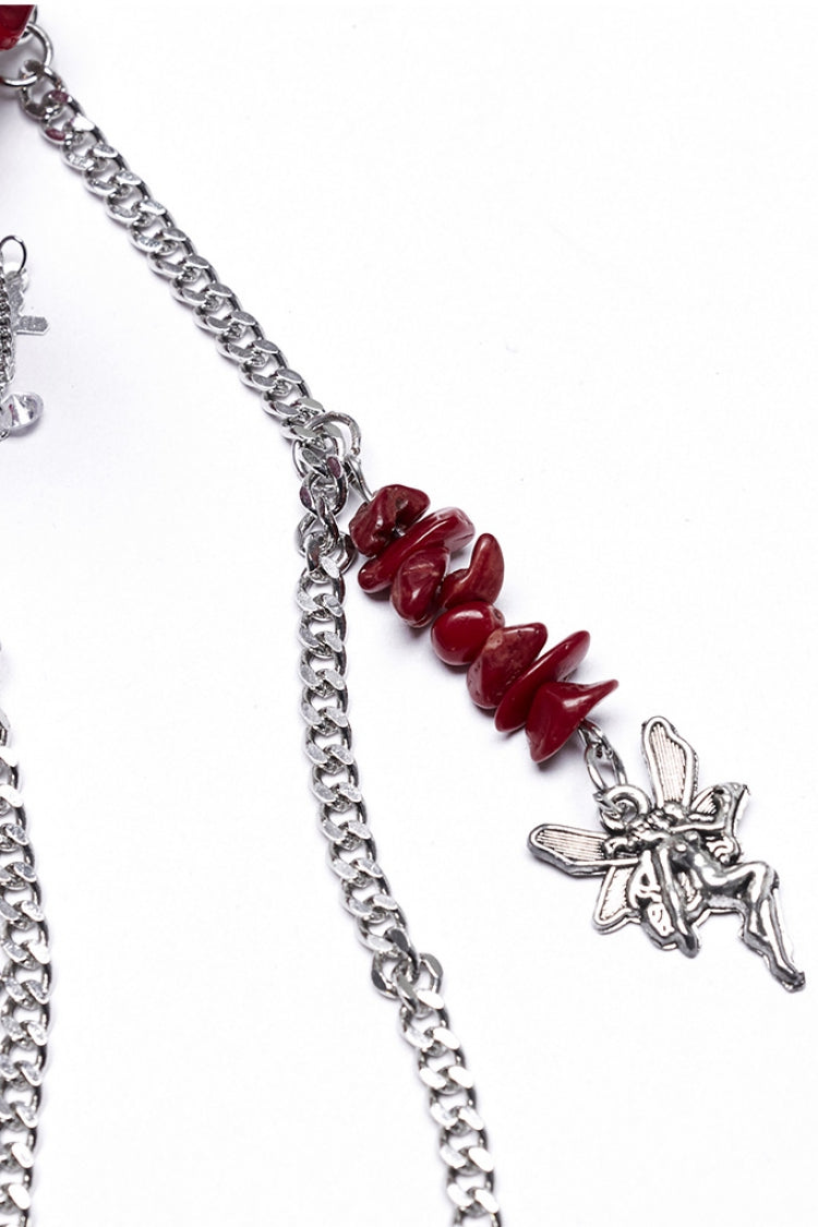 Red Irregular Women's Gothic Crystal Cross Headwear - Product - 7