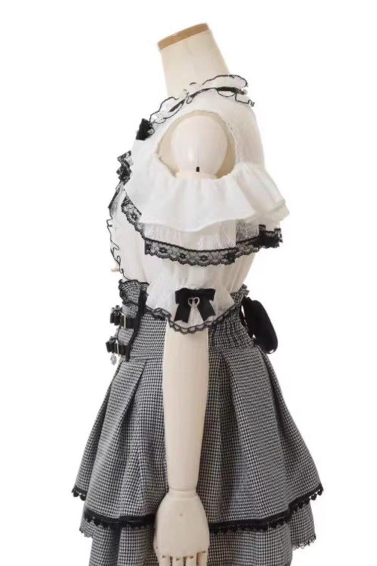Double Bowknot Ruffle Slim Sweet Jirai Kei Skirt 3 Colors - Product - 7