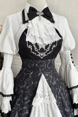 Black/White Print Bone Magic Ruffle Cardigan Lace Classic Gothic Princess Lolita Jsk Dress - Product - 13