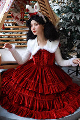 [Sponge Cake] Multi-Layered Ruffle Lace-Up Gothic Lolita Jsk Dress 2 Colors - Product - 4