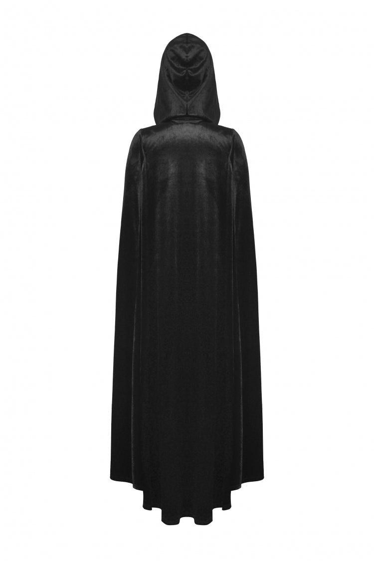 Black Cross Zippered Floral Embroidered Women's Gothic Cloak with Hood - Product - 18