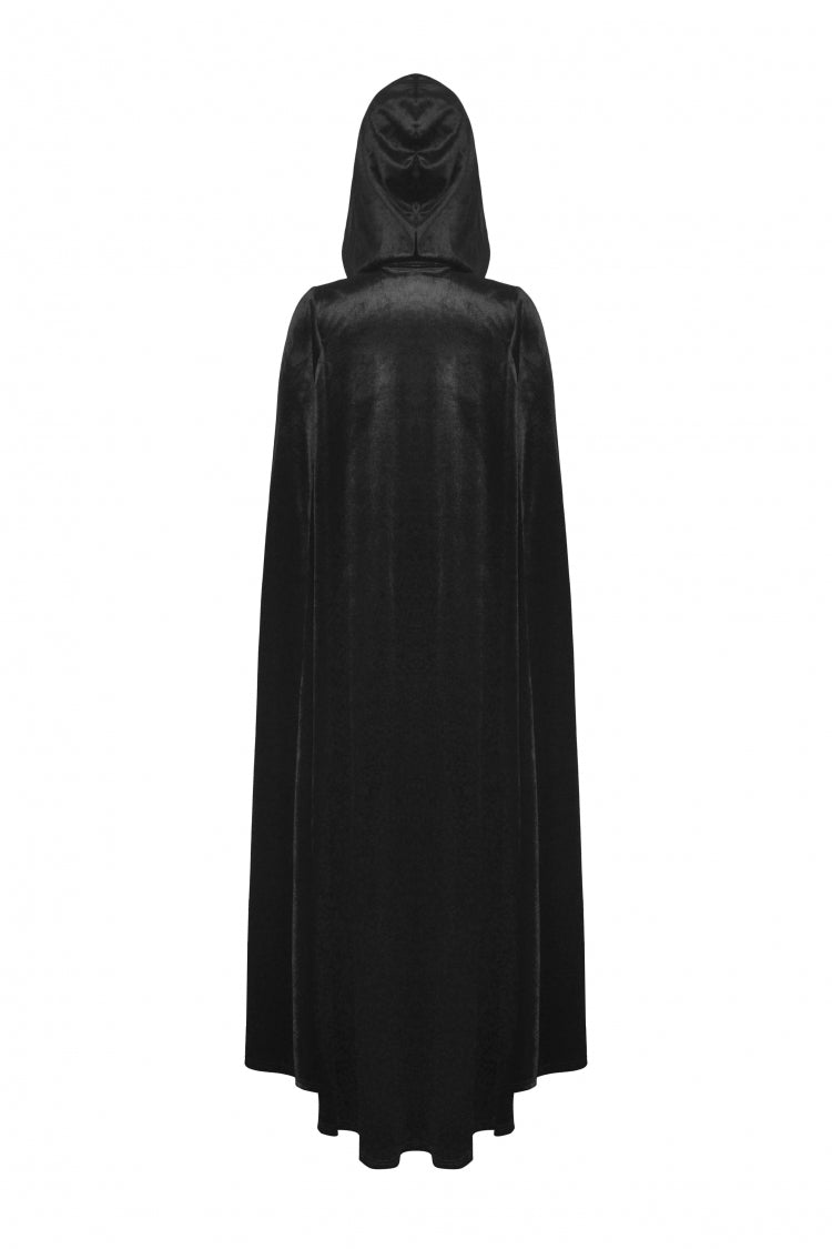 Black Cross Zippered Floral Embroidered Women's Gothic Cloak with Hood - Product - 18