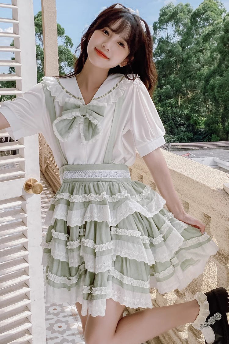 多層 Scarlett 夏 フリル リボン スウィートロリータ ストラップ ワンピース 2色 商品画像