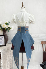 [Fairy Town Train Conductor] British Academy Short Sleeves Embroidery Punk Handsome Lolita Skirt Set - Product - 3