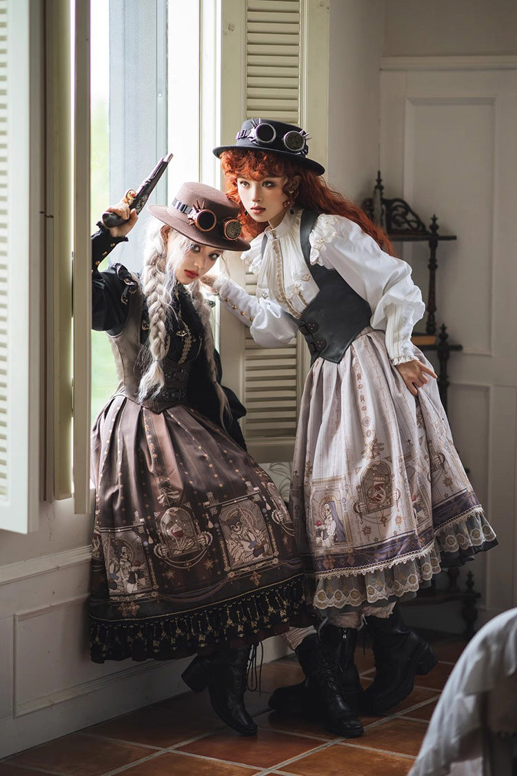 Demon Hunting Notes Print Ruffle Sweet Elegant Lolita Skirt 2 Colors - Product - 7