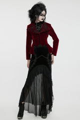 Red Swallow-tailed Velvet Long Sleeves Women's Gothic Jacket - Product - 7